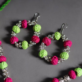 Multicolor - thread beads handmade german silver necklace