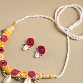 Multicolor - thread braided shell choker necklace set 03