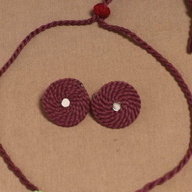 Thread ghungroo & mirror work necklace set 06 - handcrafted