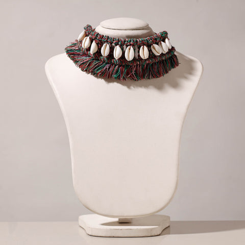  Thread & Seashell Work Handmade Macrame Choker Necklace 