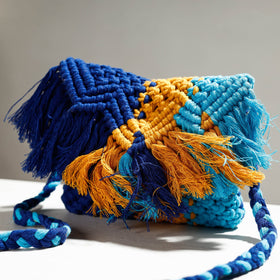 Multicolor Thread Work Handcrafted Macrame Sling Bag 