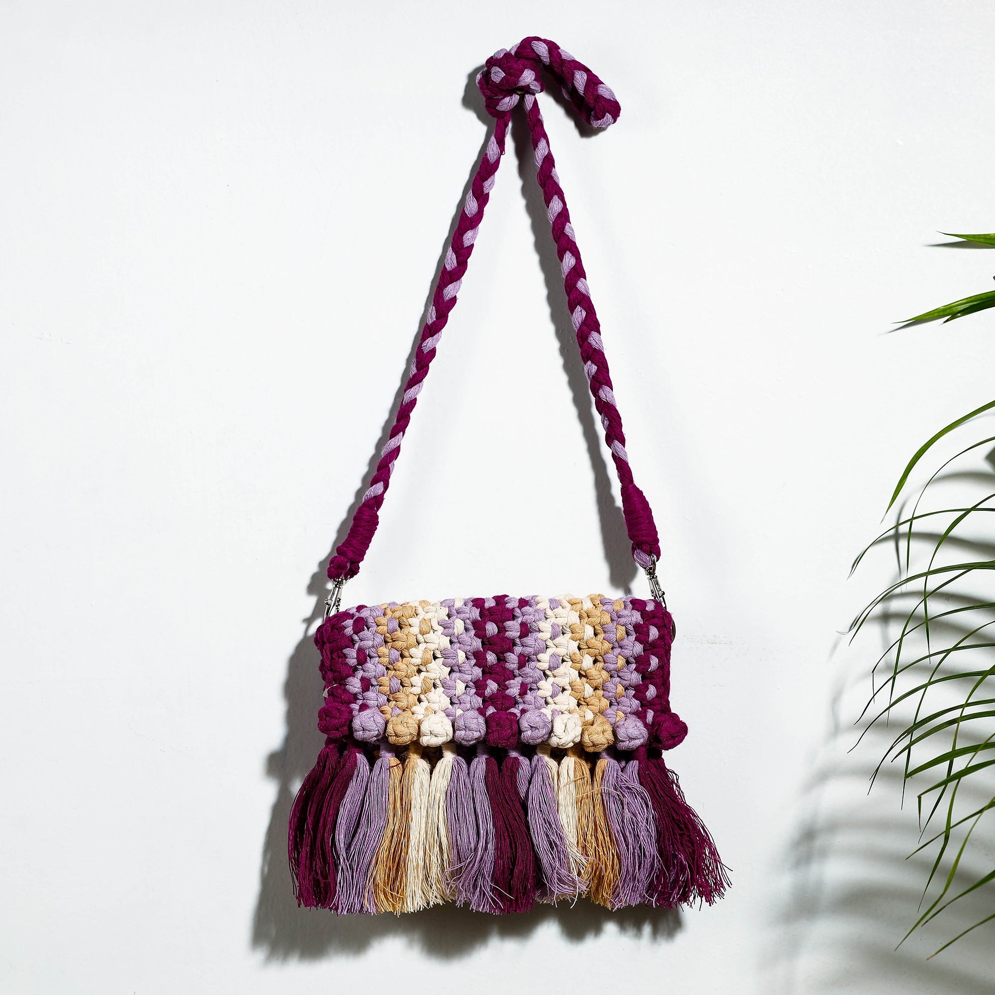 Multicolor Thread Work Handcrafted Macrame Sling Bag