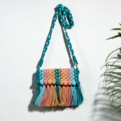 Multicolor Thread Work Handcrafted Macrame Sling Bag