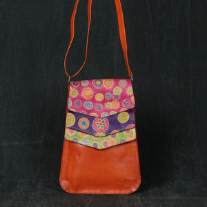  Three Flap Patch Work Leather Sling Bag 