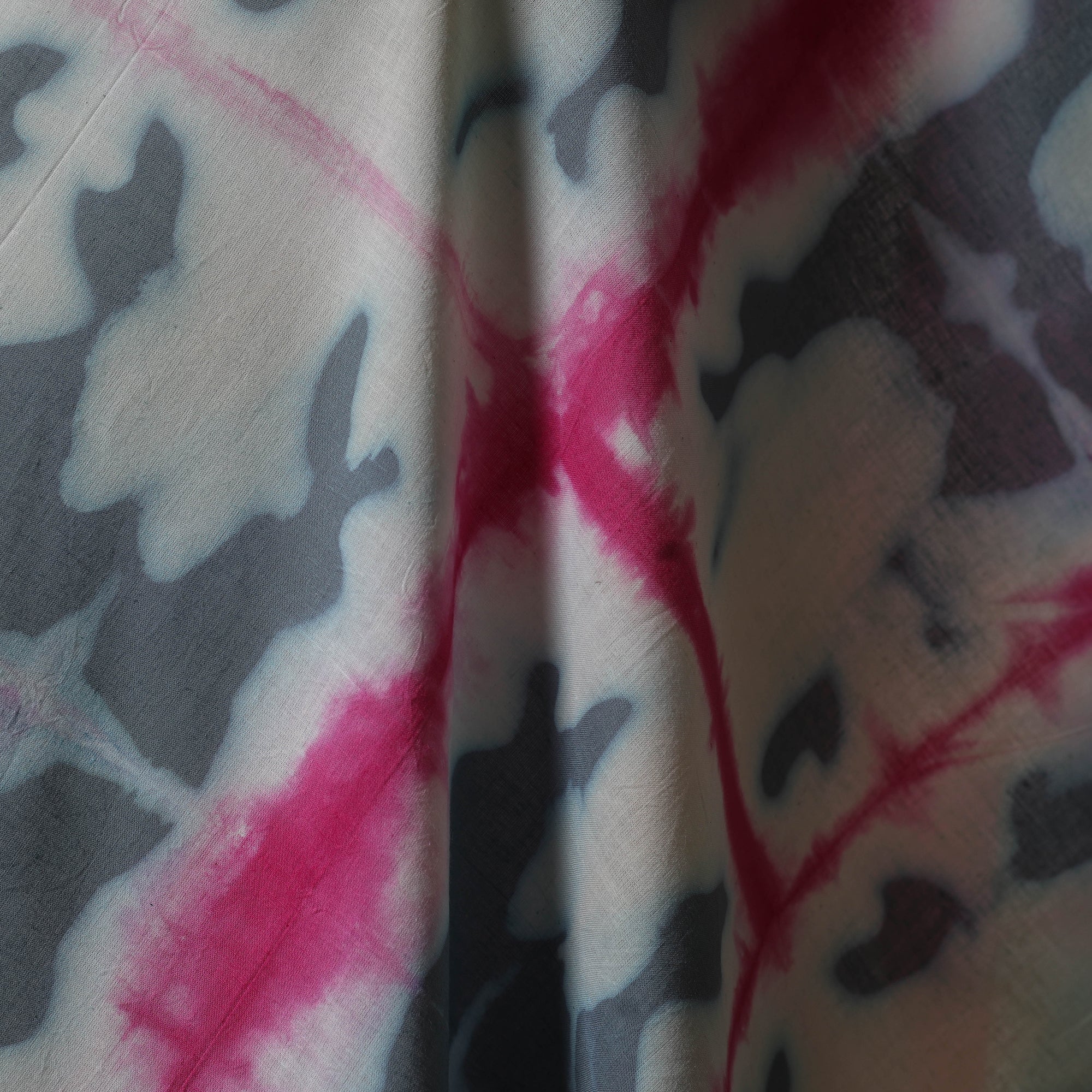 Black - tie-dye cotton shibori fabric 17 - handcrafted