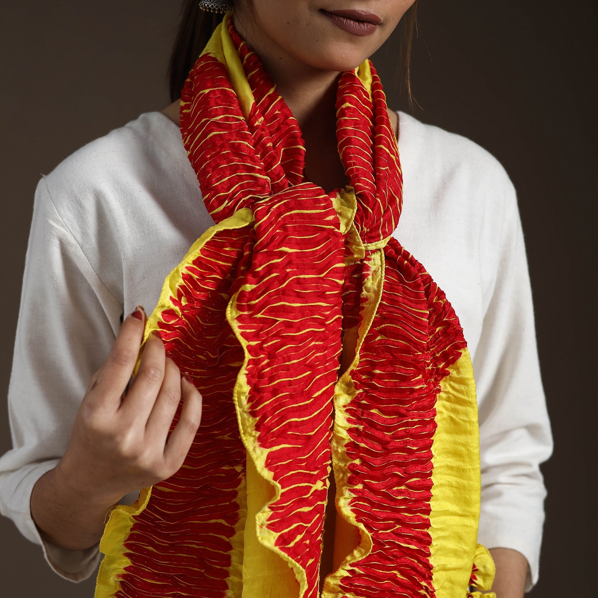 Buy multicolor Tie & Dye Gajji Silk Shibori Stole 