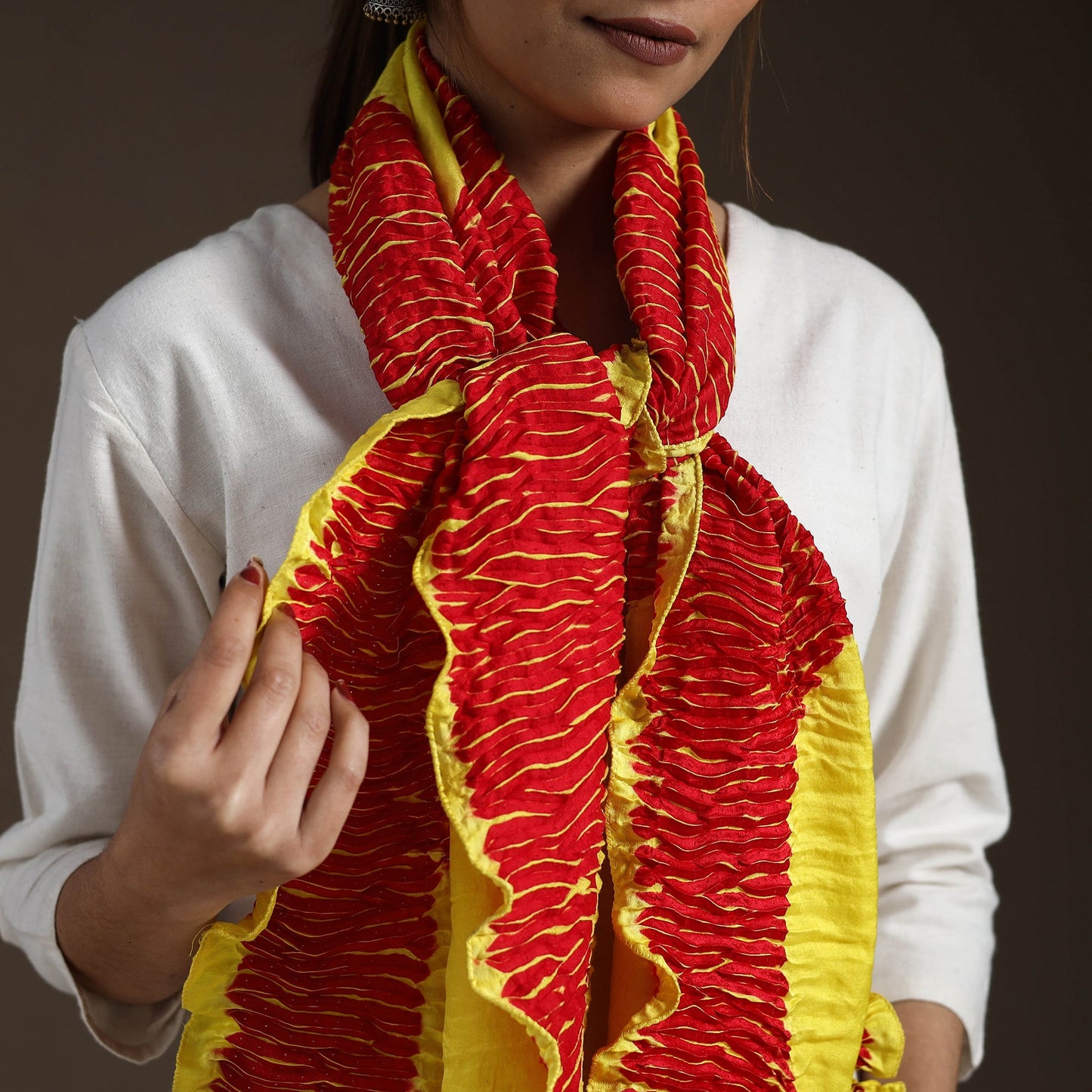 Buy multicolor Tie & Dye Gajji Silk Shibori Stole 