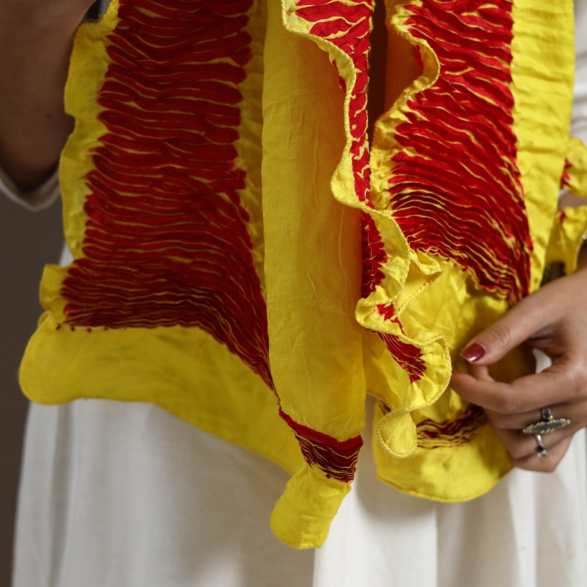 Buy multicolor Tie & Dye Gajji Silk Shibori Stole 