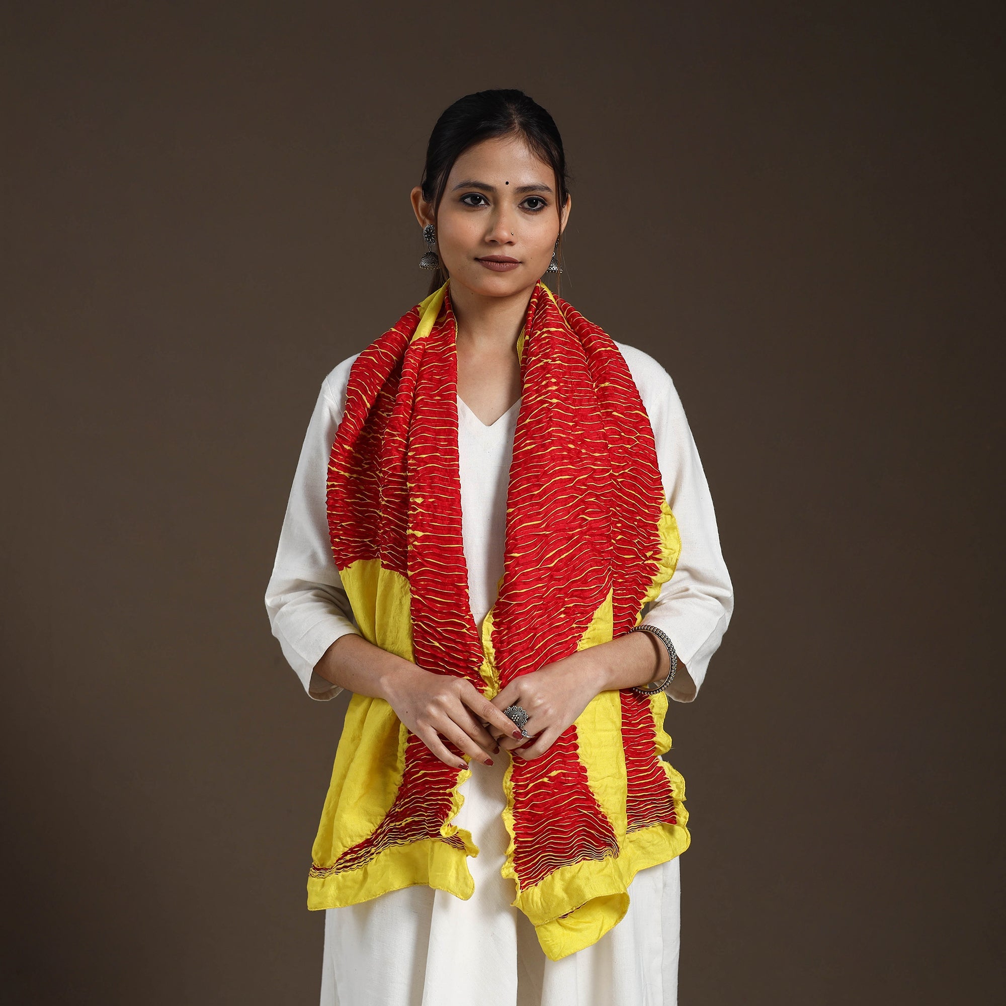 Buy multicolor Tie & Dye Gajji Silk Shibori Stole 