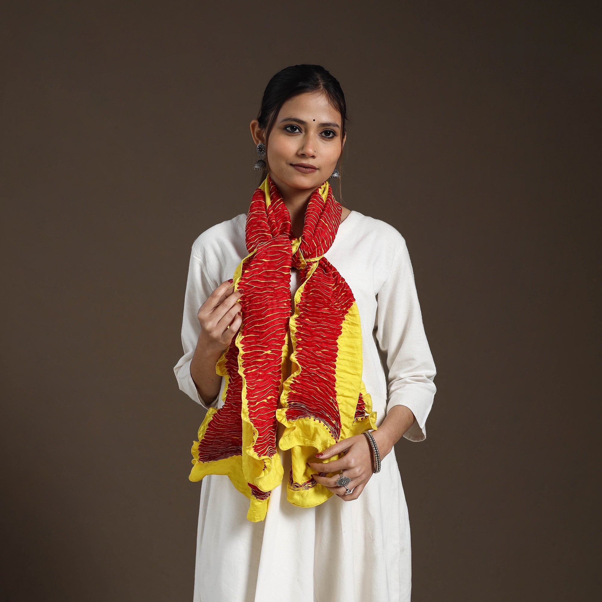 Buy multicolor Tie & Dye Gajji Silk Shibori Stole 