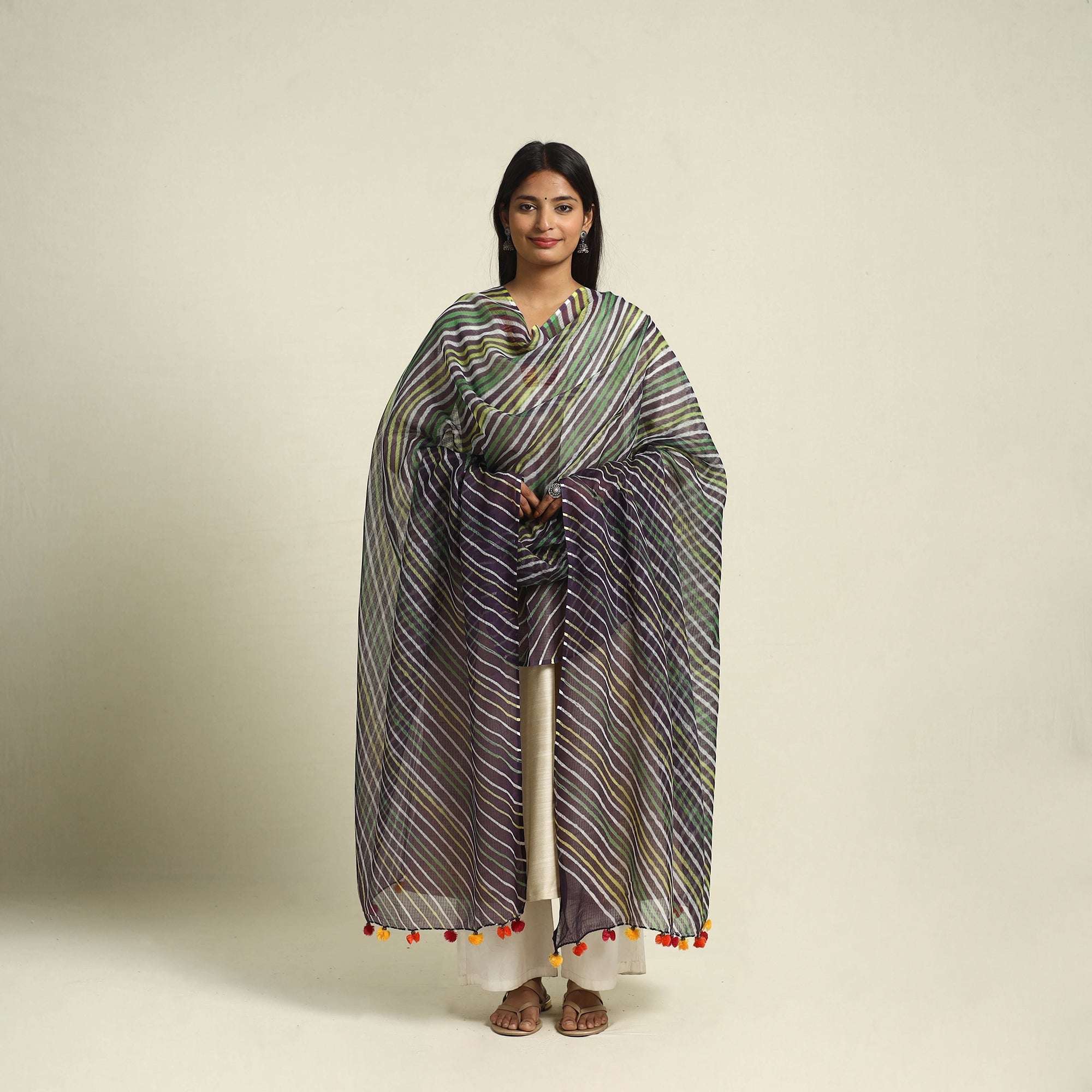 Multicolor - tie & dye kota doria cotton leheriya dupatta