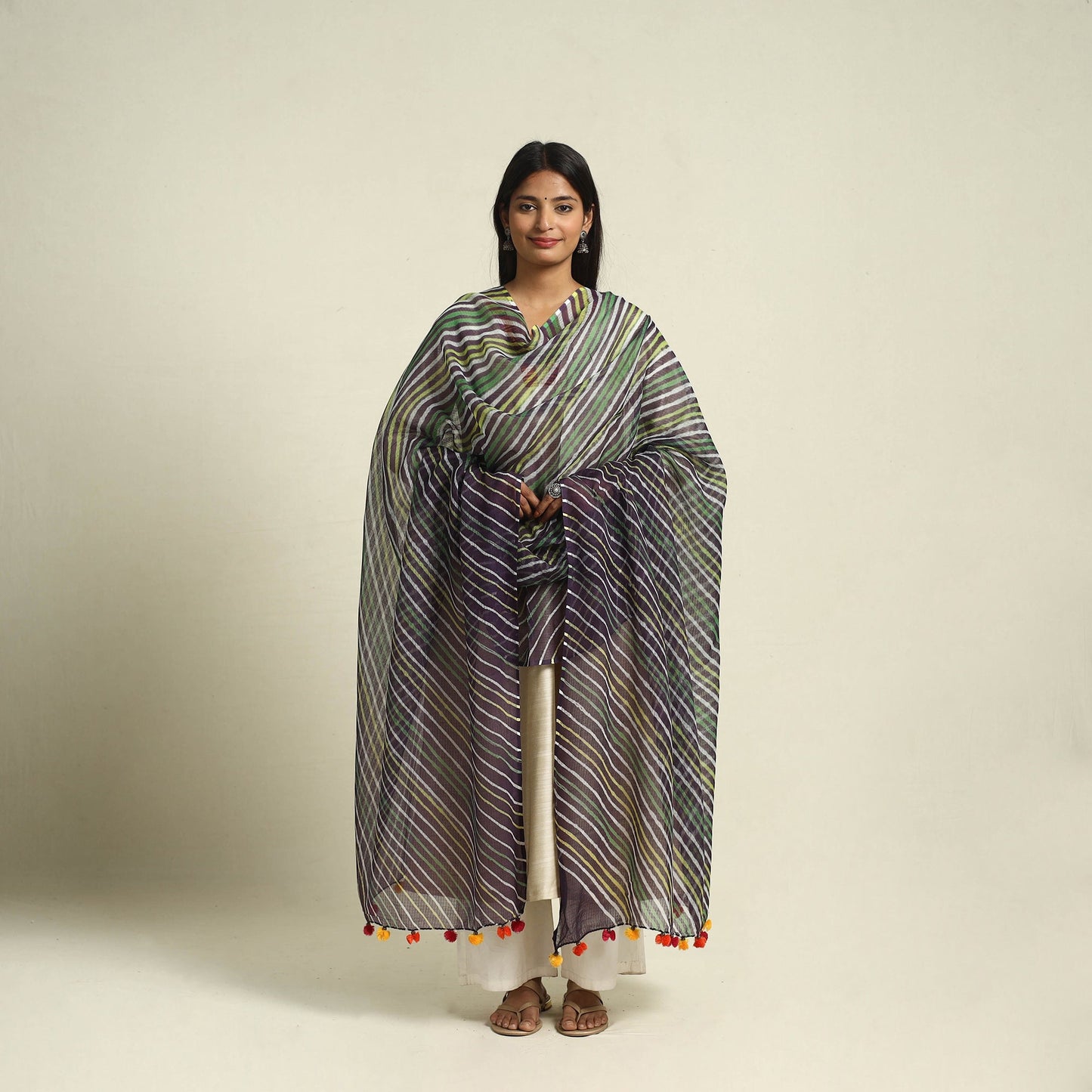 Multicolor - tie & dye kota doria cotton leheriya dupatta