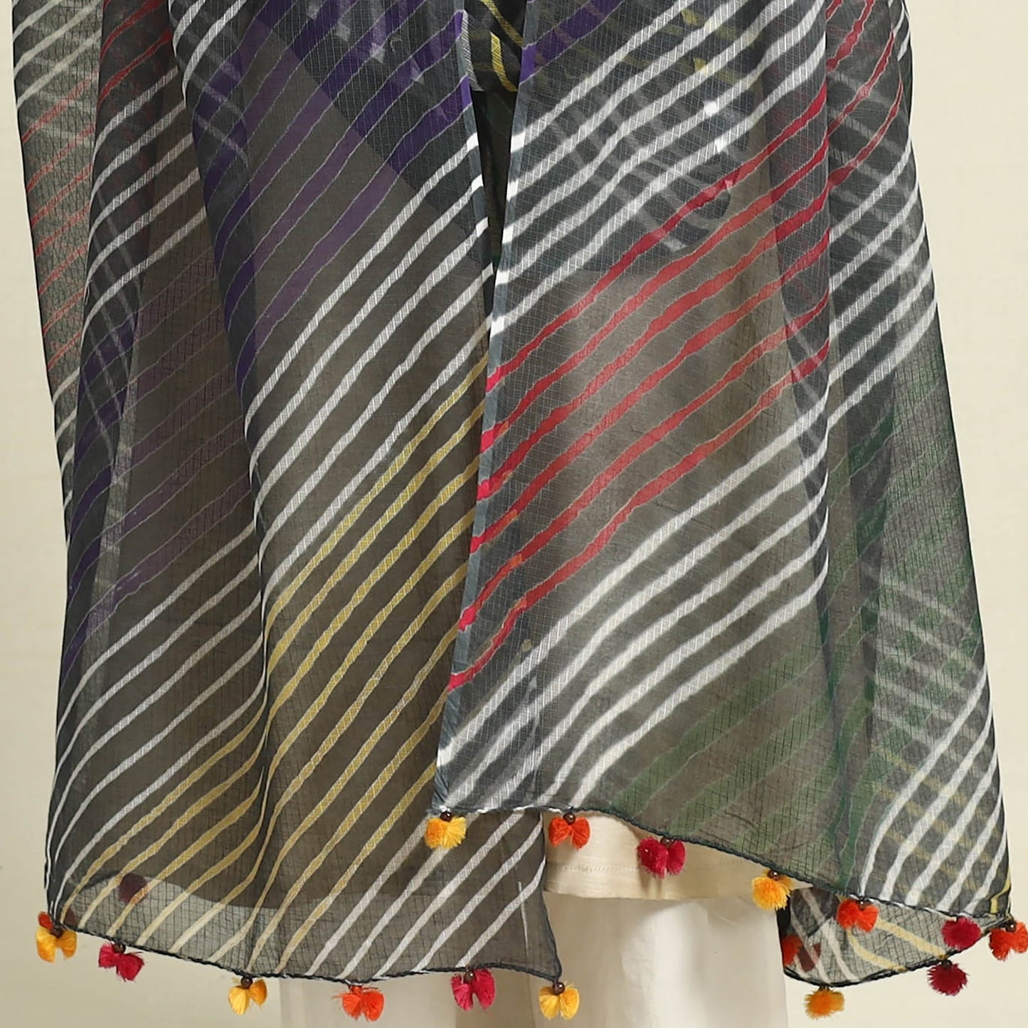 Buy Tie & Dye Multicolor Kota Doria Cotton Leheriya Dupatta