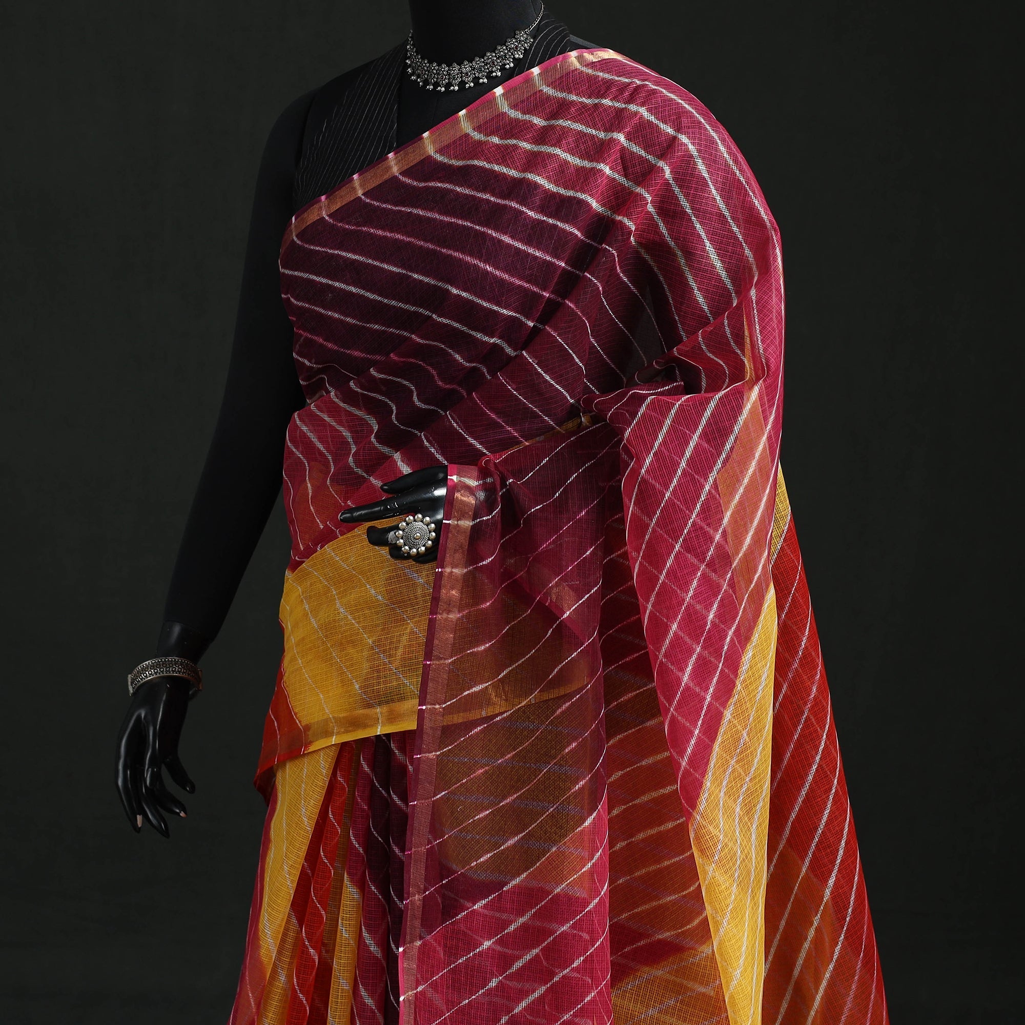 Tie-dye kota doria cotton leheriya saree 07 - handcrafted