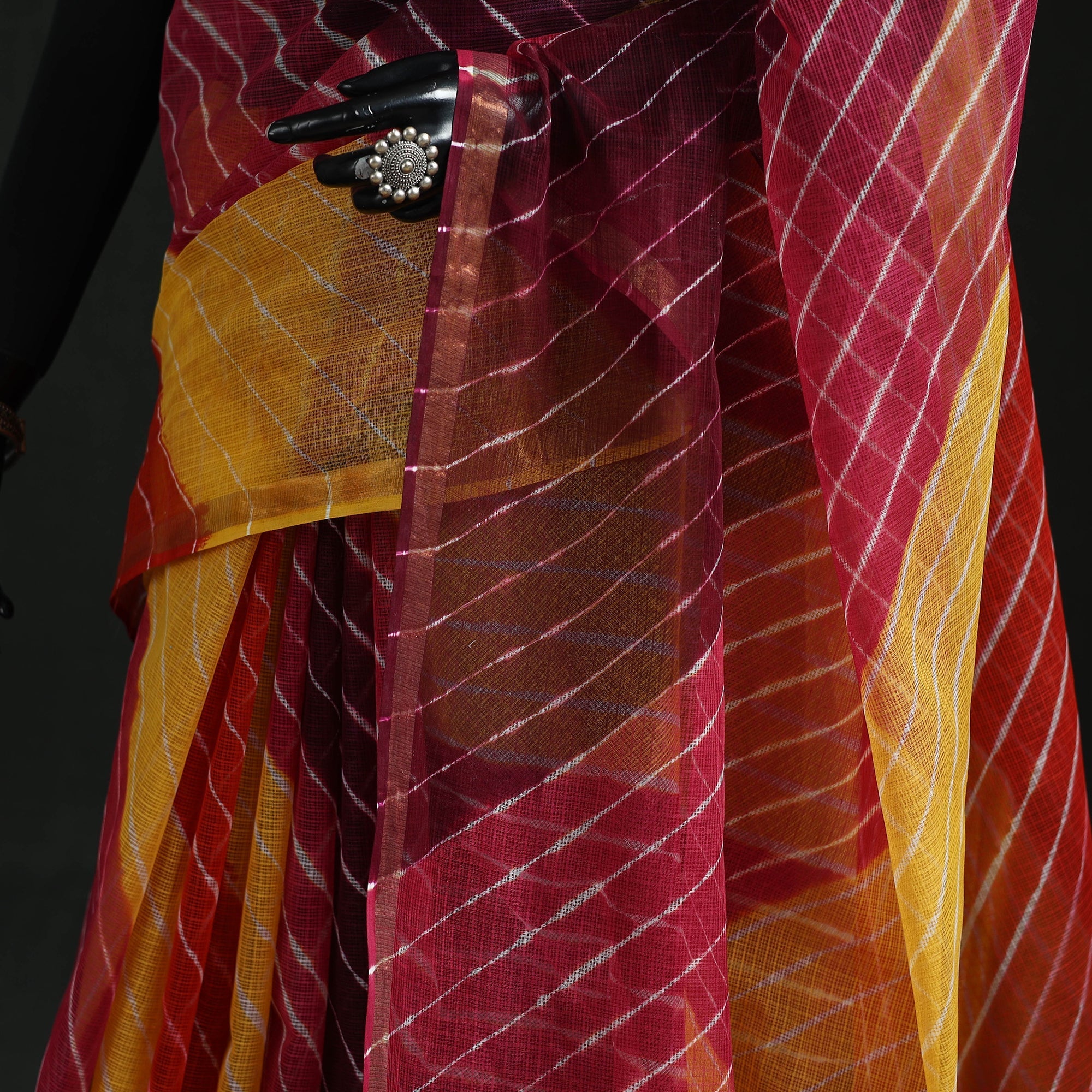 Tie-dye kota doria cotton leheriya saree 07 - handcrafted