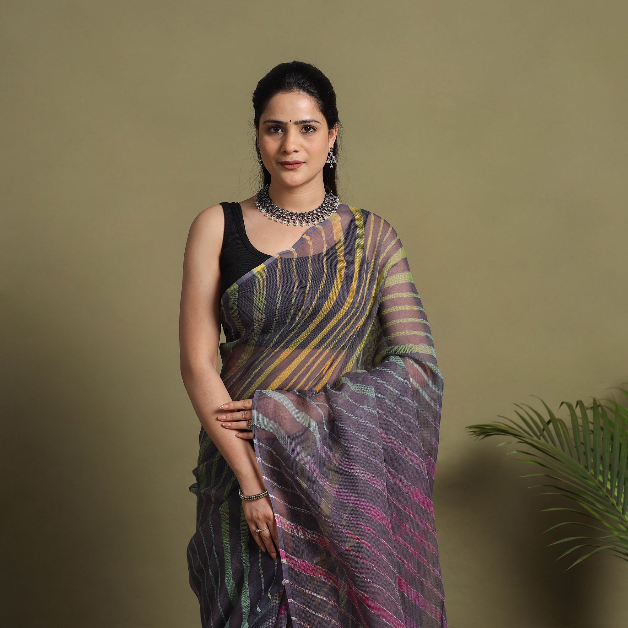 Buy Multicolor Tie-Dye Kota Doria Cotton Leheriya Saree