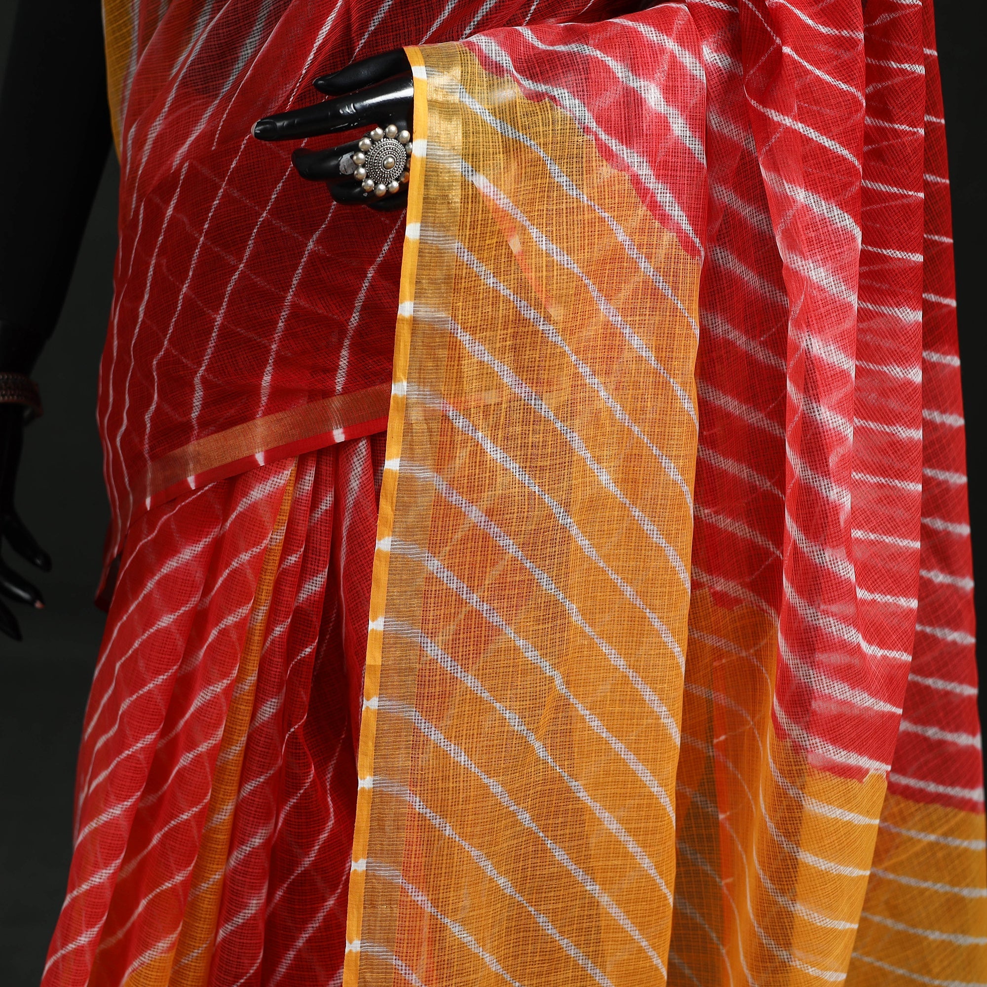 Tie-dye kota doria cotton leheriya saree 20 - handcrafted