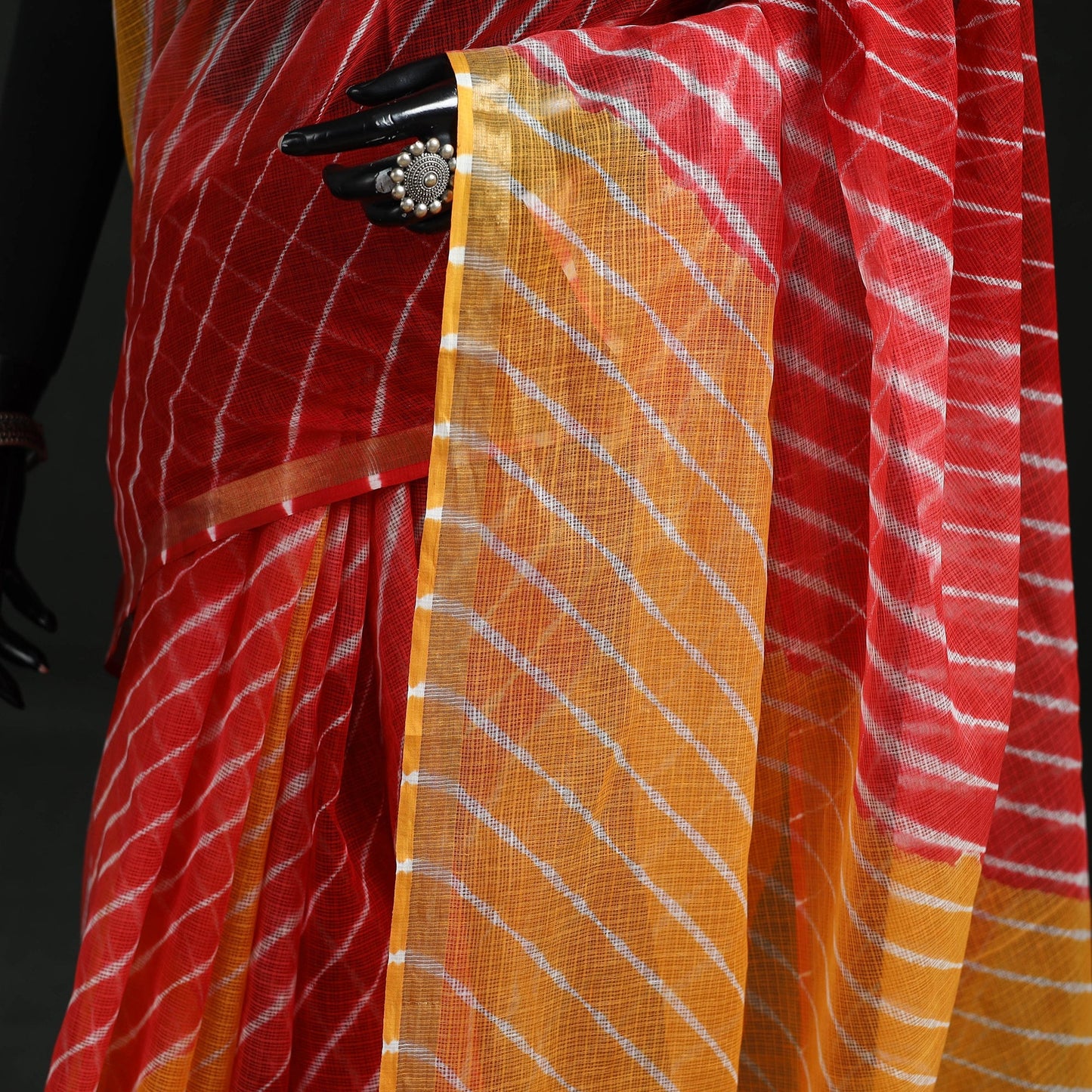 Tie-dye kota doria cotton leheriya saree 20 - handcrafted