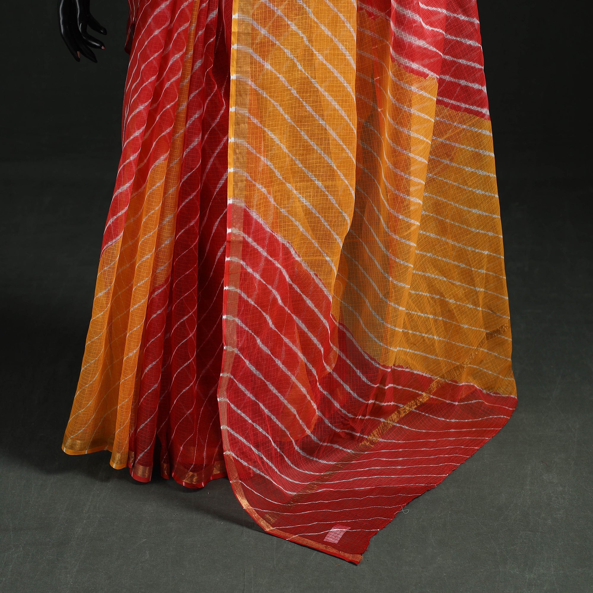 Tie-dye kota doria cotton leheriya saree 20 - handcrafted