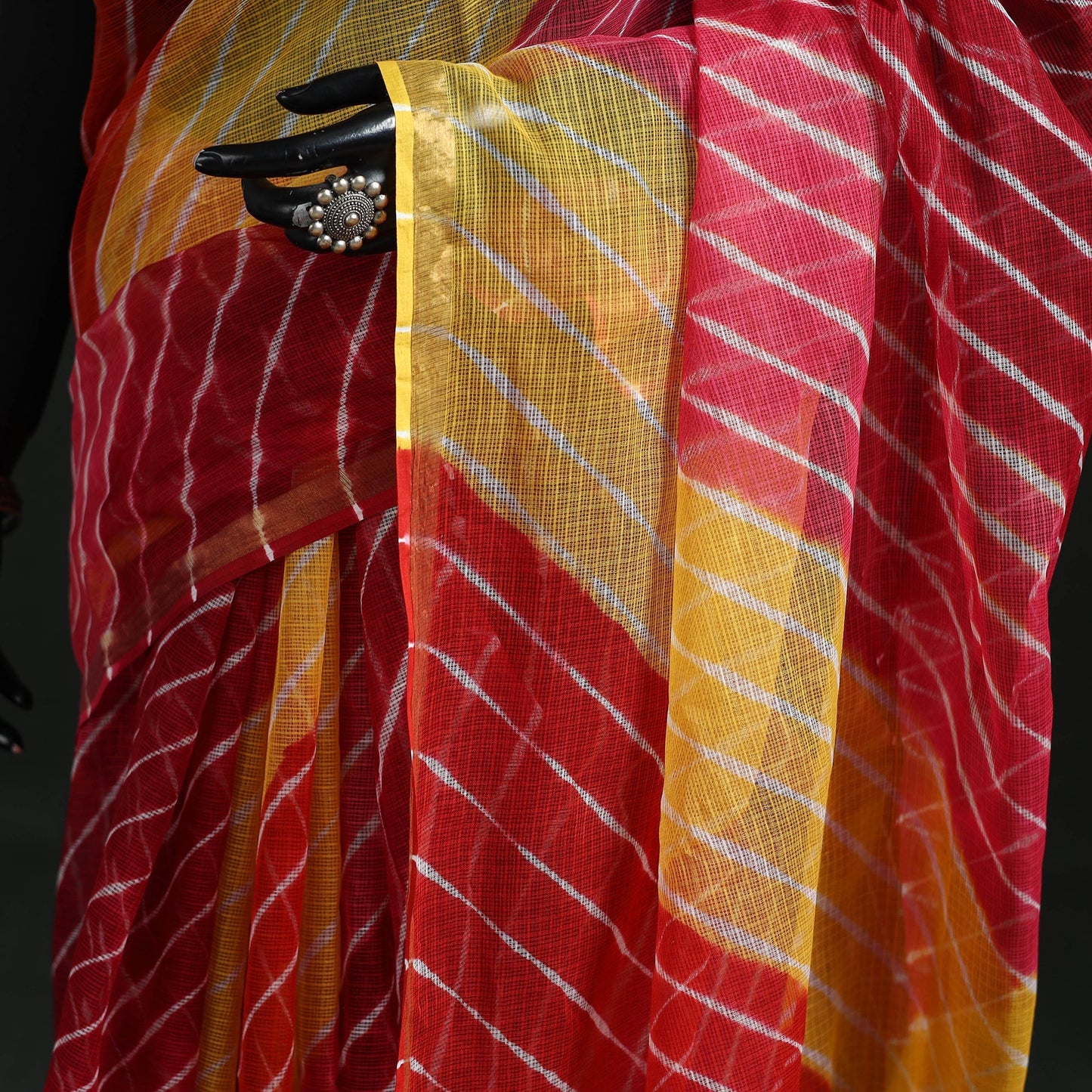 Tie-dye kota doria cotton leheriya saree 21 - handcrafted