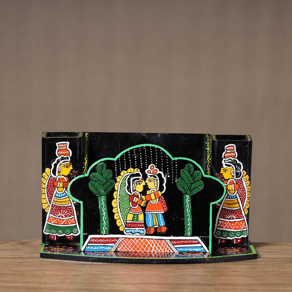 Multicolor Tikuli Art Handpainted Wooden Kitchen Tool Holder 