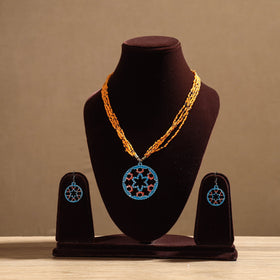  Tikuli Art Handpainted Wooden Necklace Set 