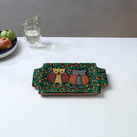 Traditional pattachitra hand painted akashmoni wooden tray