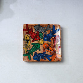 Traditional pattachitra hand painted akashmoni wooden tray