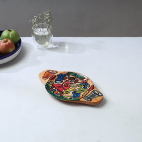 Traditional pattachitra hand painted akashmoni wooden tray