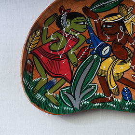 Traditional pattachitra hand painted akashmoni wooden tray