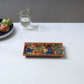 Traditional pattachitra hand painted akashmoni wooden tray