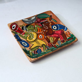 Traditional pattachitra hand painted akashmoni wooden tray