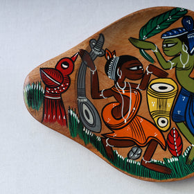 Traditional pattachitra hand painted akashmoni wooden tray