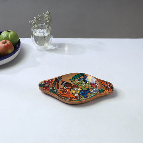 Traditional pattachitra hand painted akashmoni wooden tray