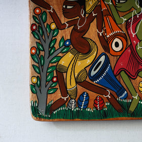 Traditional pattachitra hand painted akashmoni wooden tray