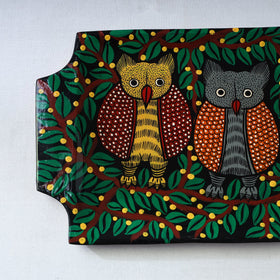 Traditional pattachitra hand painted akashmoni wooden tray