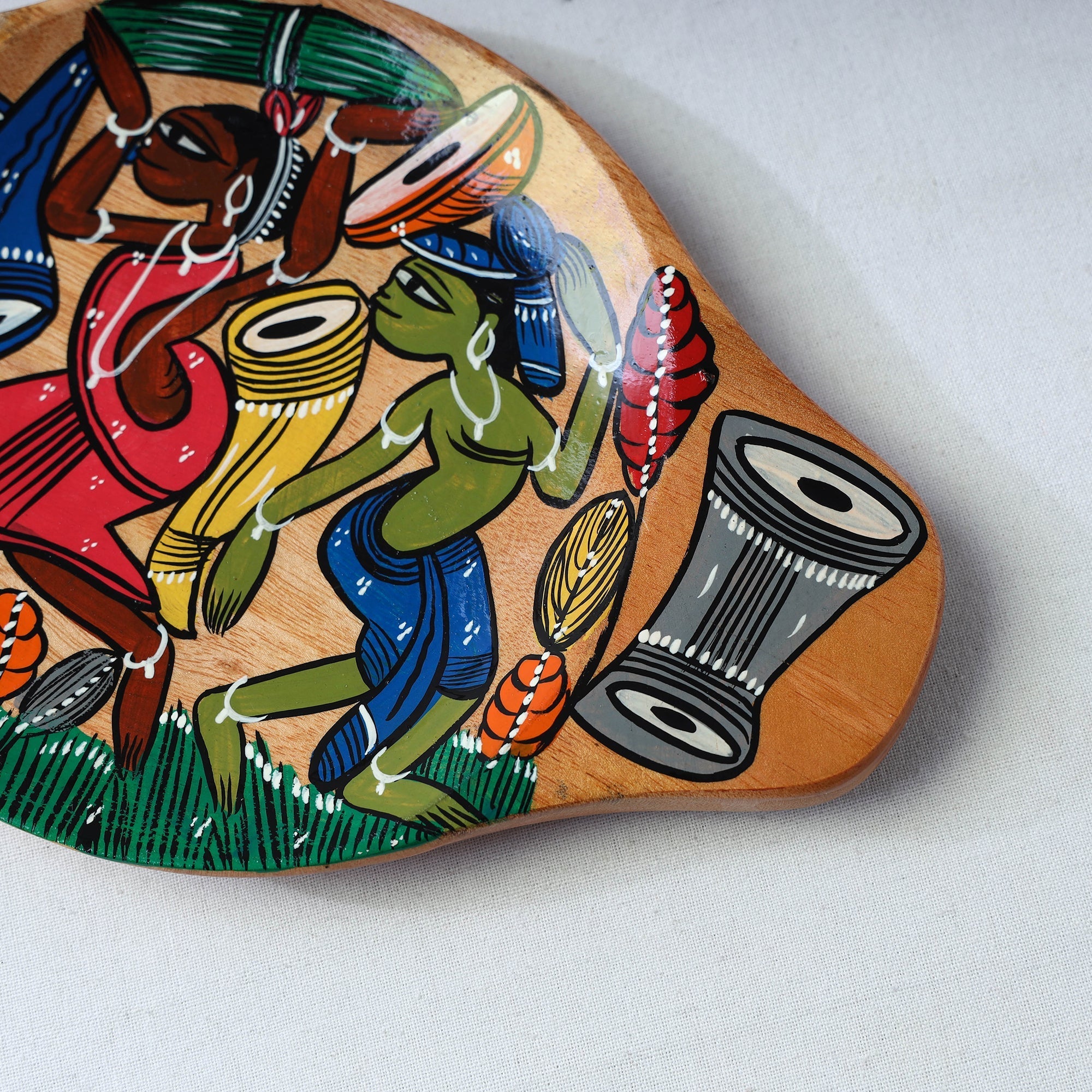 Traditional pattachitra hand painted akashmoni wooden tray