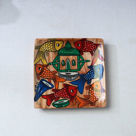 Traditional pattachitra hand painted akashmoni wooden tray