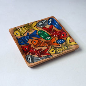 Traditional pattachitra hand painted akashmoni wooden tray