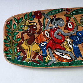 Traditional pattachitra hand painted akashmoni wooden tray