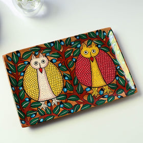 Traditional Pattachitra Multicolor Hand Painted Akashmoni Wooden Tray