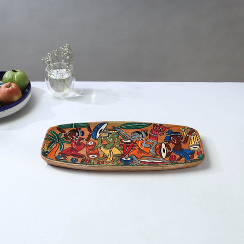Traditional pattachitra hand painted akashmoni wooden tray