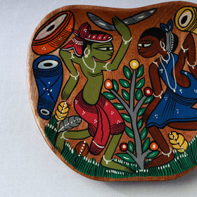 Traditional pattachitra hand painted akashmoni wooden tray