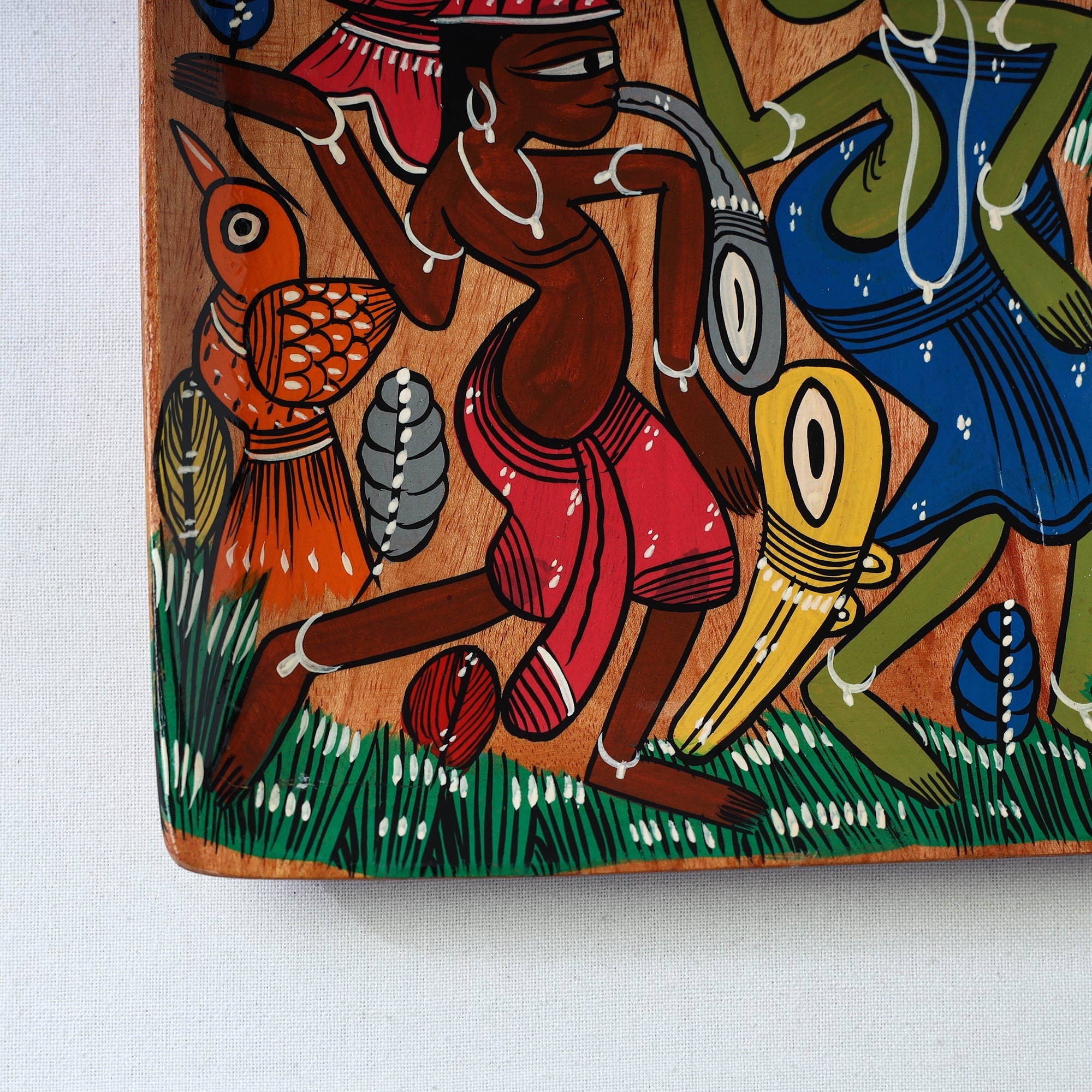 Traditional pattachitra hand painted akashmoni wooden tray