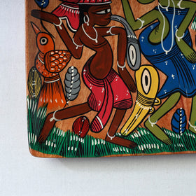 Traditional pattachitra hand painted akashmoni wooden tray
