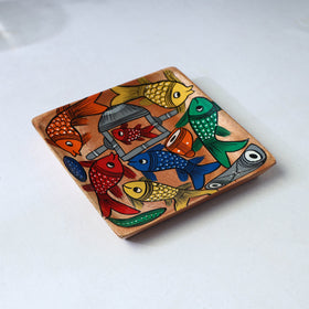 Traditional pattachitra hand painted akashmoni wooden tray
