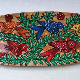 Traditional pattachitra hand painted akashmoni wooden tray