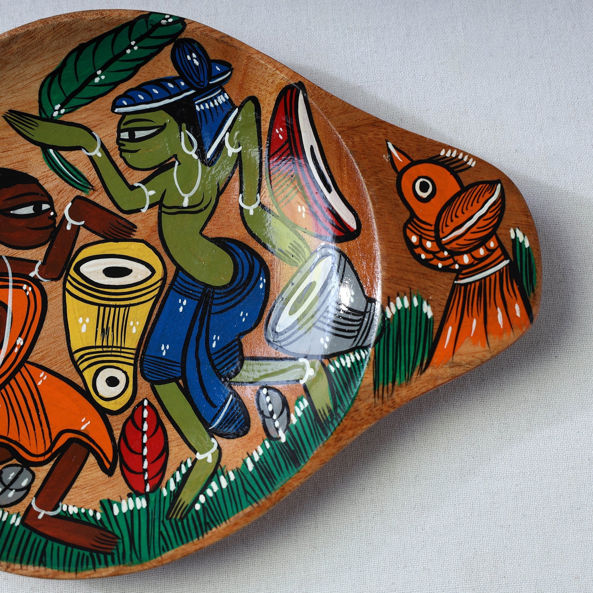 Traditional pattachitra hand painted akashmoni wooden tray