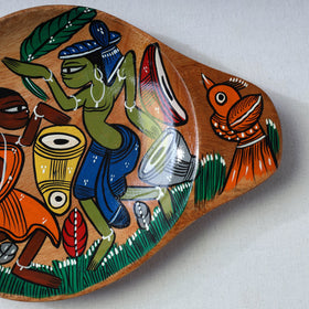 Traditional pattachitra hand painted akashmoni wooden tray