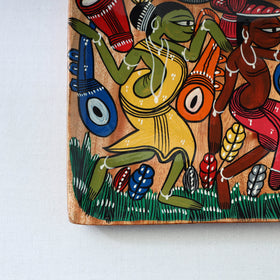 Traditional pattachitra hand painted akashmoni wooden tray